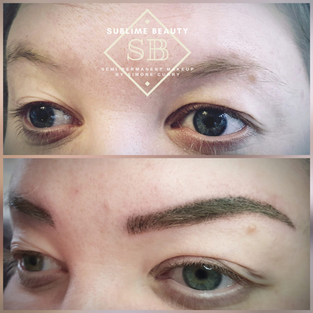 Semi permanent makeup combination eyebrow treatment example