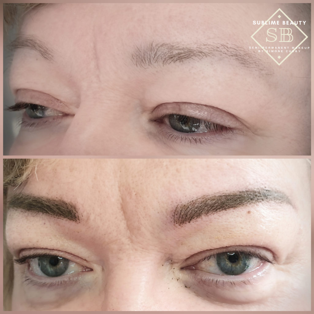 Semi permanent makeup combination eyebrow treatment example