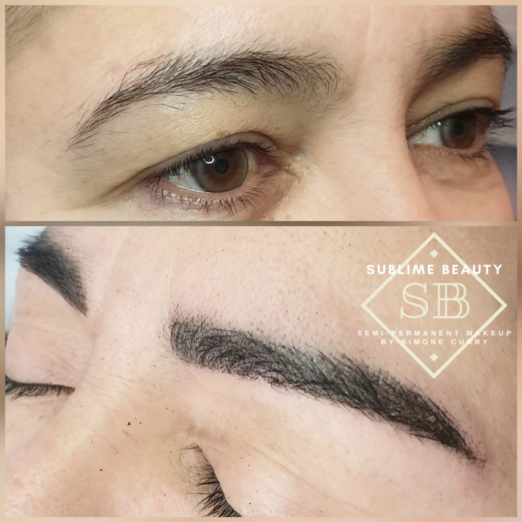 Combination brow semi permanent makeup before and after