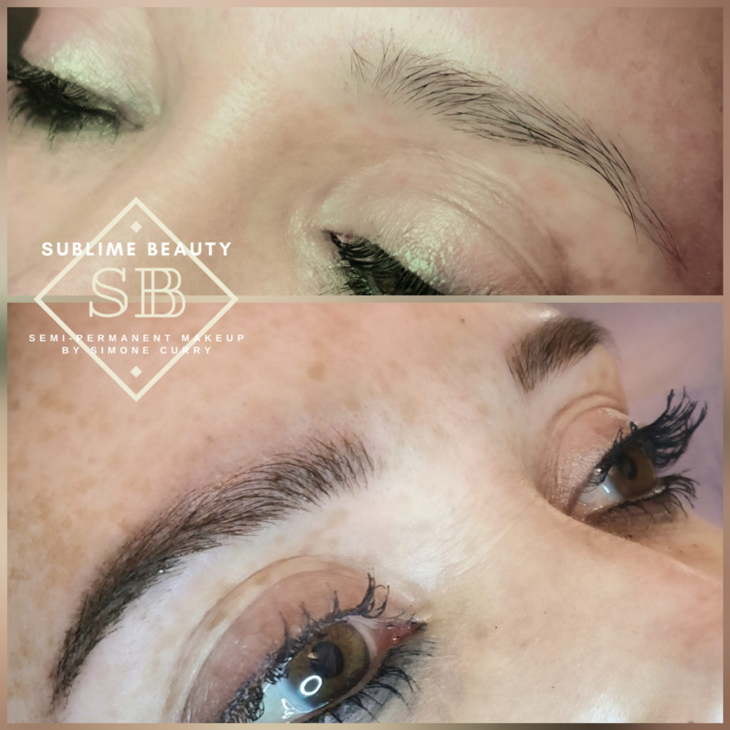 Semi permanent eyebrows showing combination brow treatment