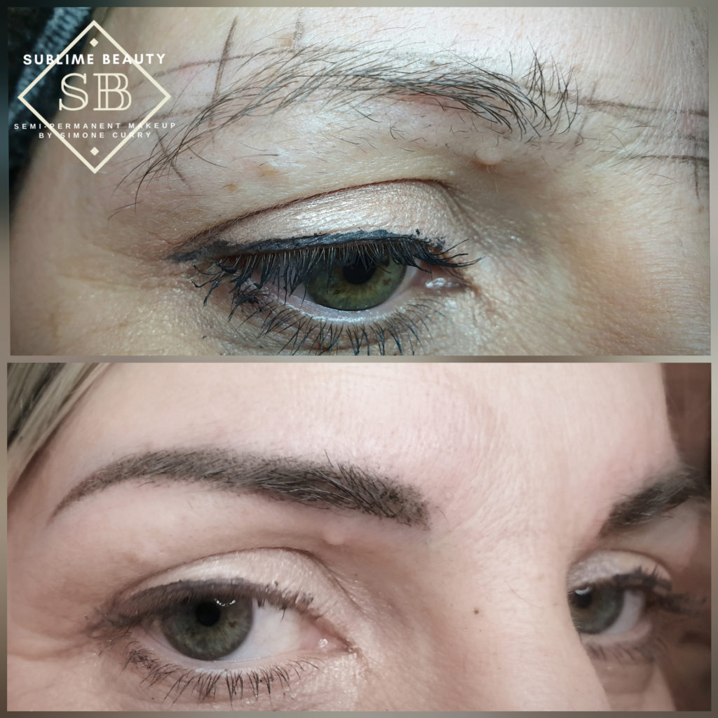 Powder brow treatment showing face mapping and after results