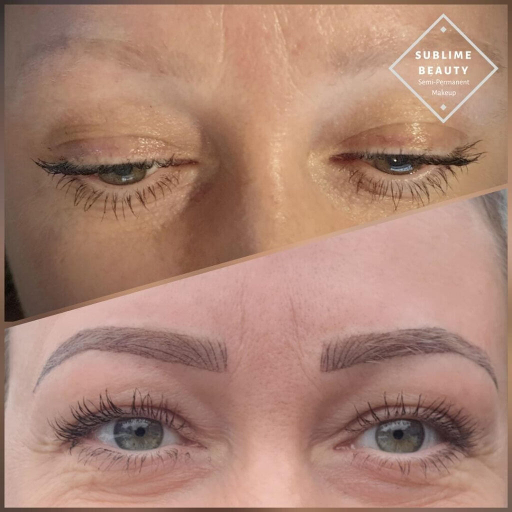 Hybrid brow before and after